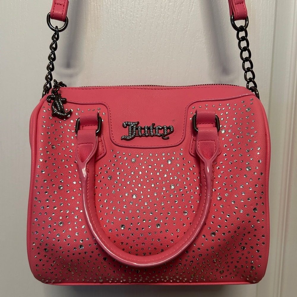 Juicy Couture Hot Pink Studded Satchel with Chain Strap